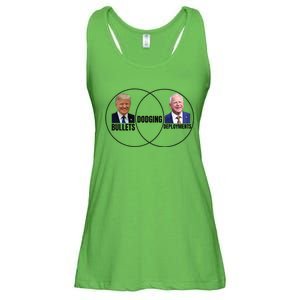 Trump Dodging Bullets Tim Walz Deployts Venn Diagram Ladies Essential Flowy Tank