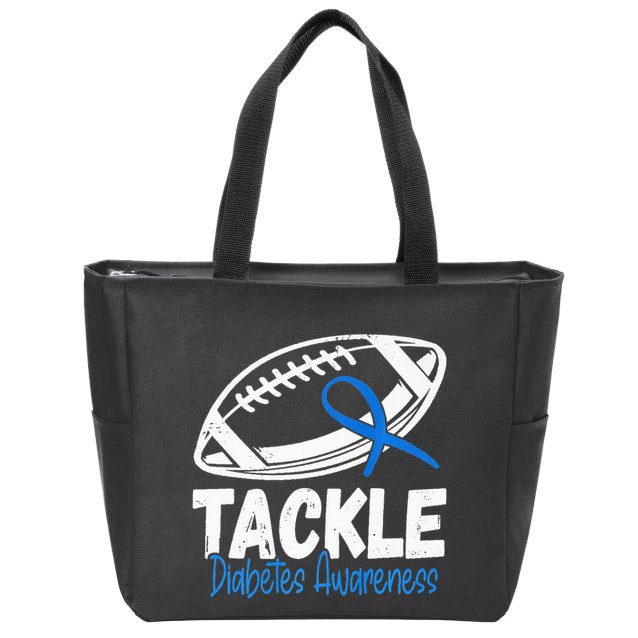 Tackle Diabetic Blue Diabetes Type 1 Awareness Warrior Zip Tote Bag