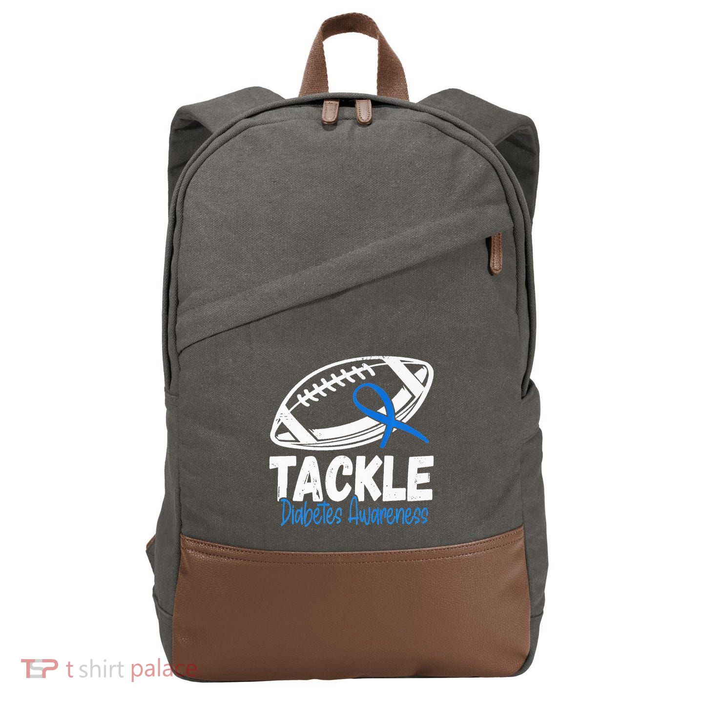 Tackle Diabetic Blue Diabetes Type 1 Awareness Warrior Cotton Canvas Backpack