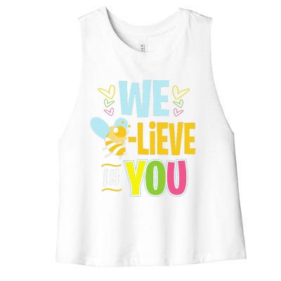 Test Day Bee Testing Teachers Women's Racerback Cropped Tank