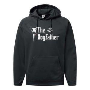 The Dogfather Bull Terrier Dad FatherS Day Gift Performance Fleece Hoodie