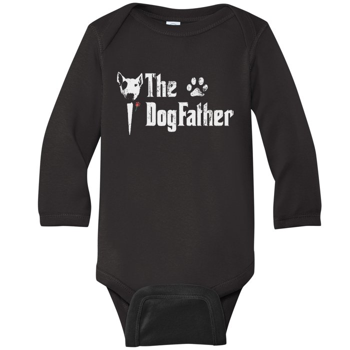 The Dogfather Bull Terrier Dad FatherS Day Gift Baby Long Sleeve Bodysuit