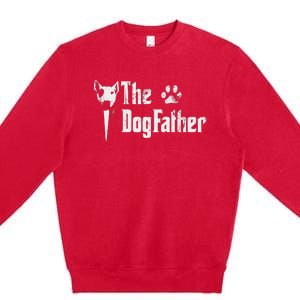 The Dogfather Bull Terrier Dad FatherS Day Gift Premium Crewneck Sweatshirt