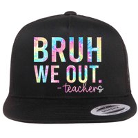 Tie Dye Bruh We Out Teacher Summer Break Last Day Of School Flat Bill Trucker Hat