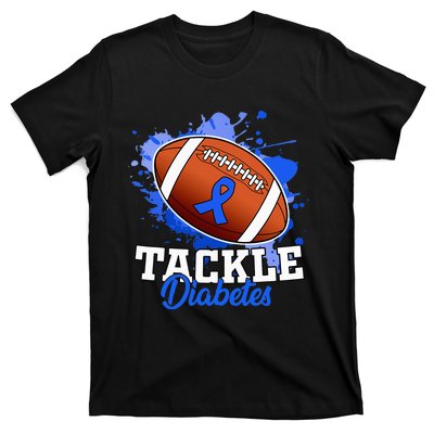 Tackle Diabetic Blue Diabetes Type 1 Awareness Warrior  T-Shirt