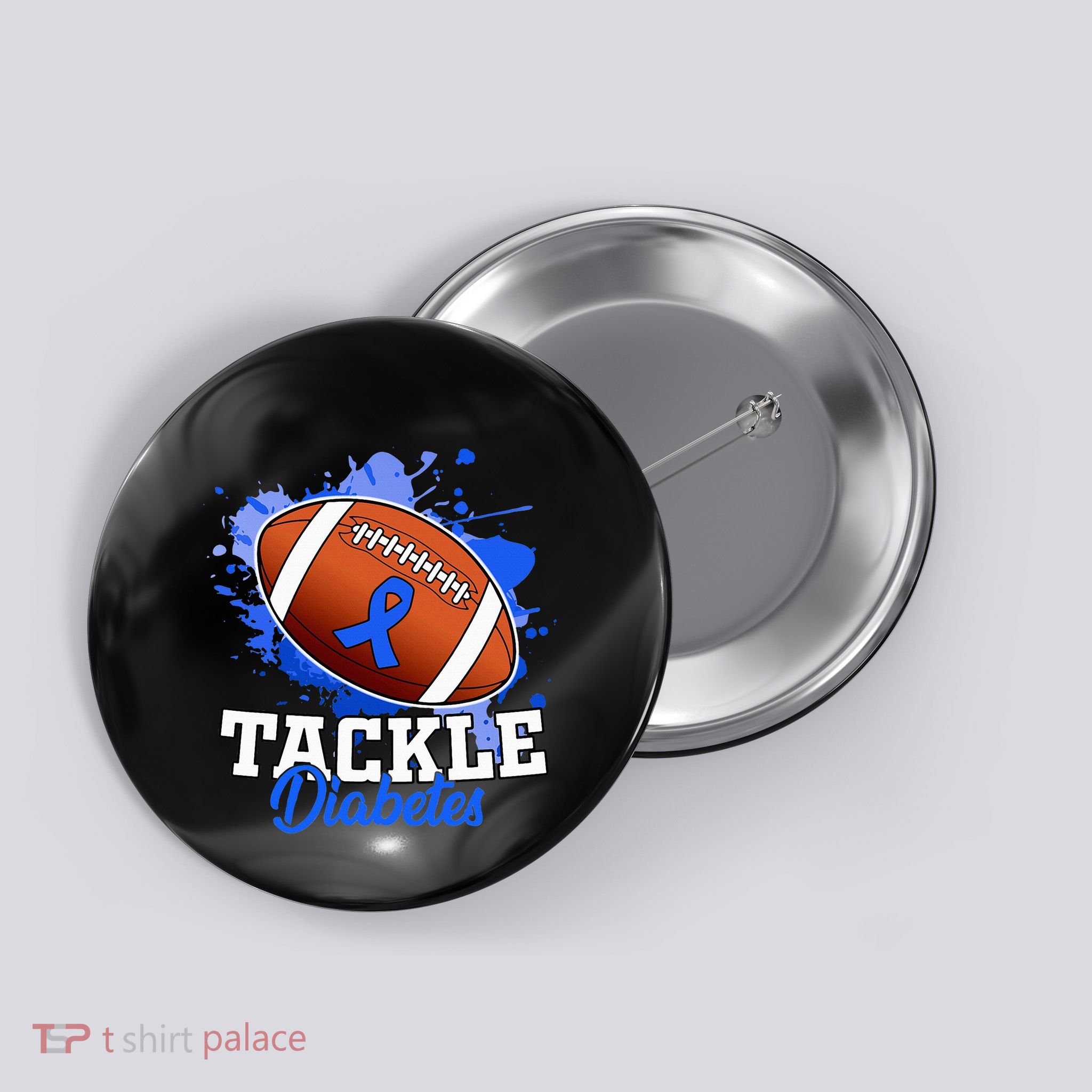 Tackle Diabetic Blue Diabetes Type 1 Awareness Warrior  Button