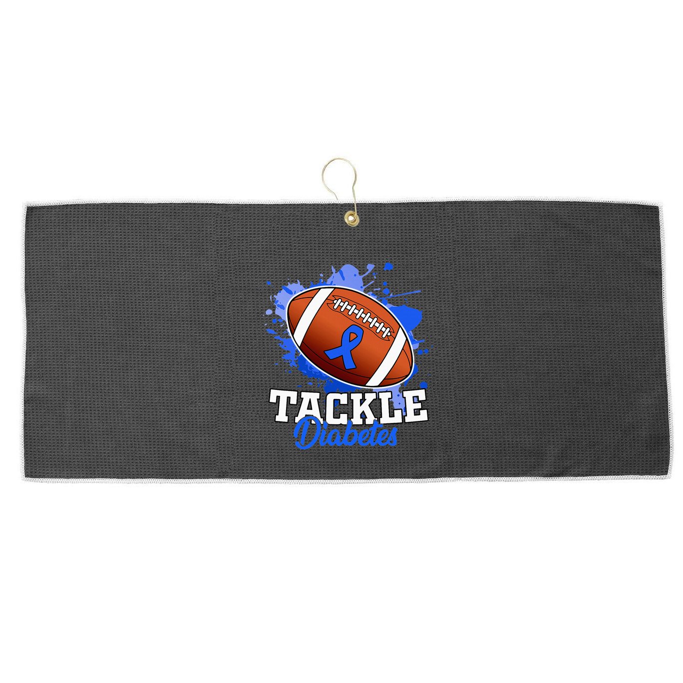 Tackle Diabetic Blue Diabetes Type 1 Awareness Warrior  Large Microfiber Waffle Golf Towel