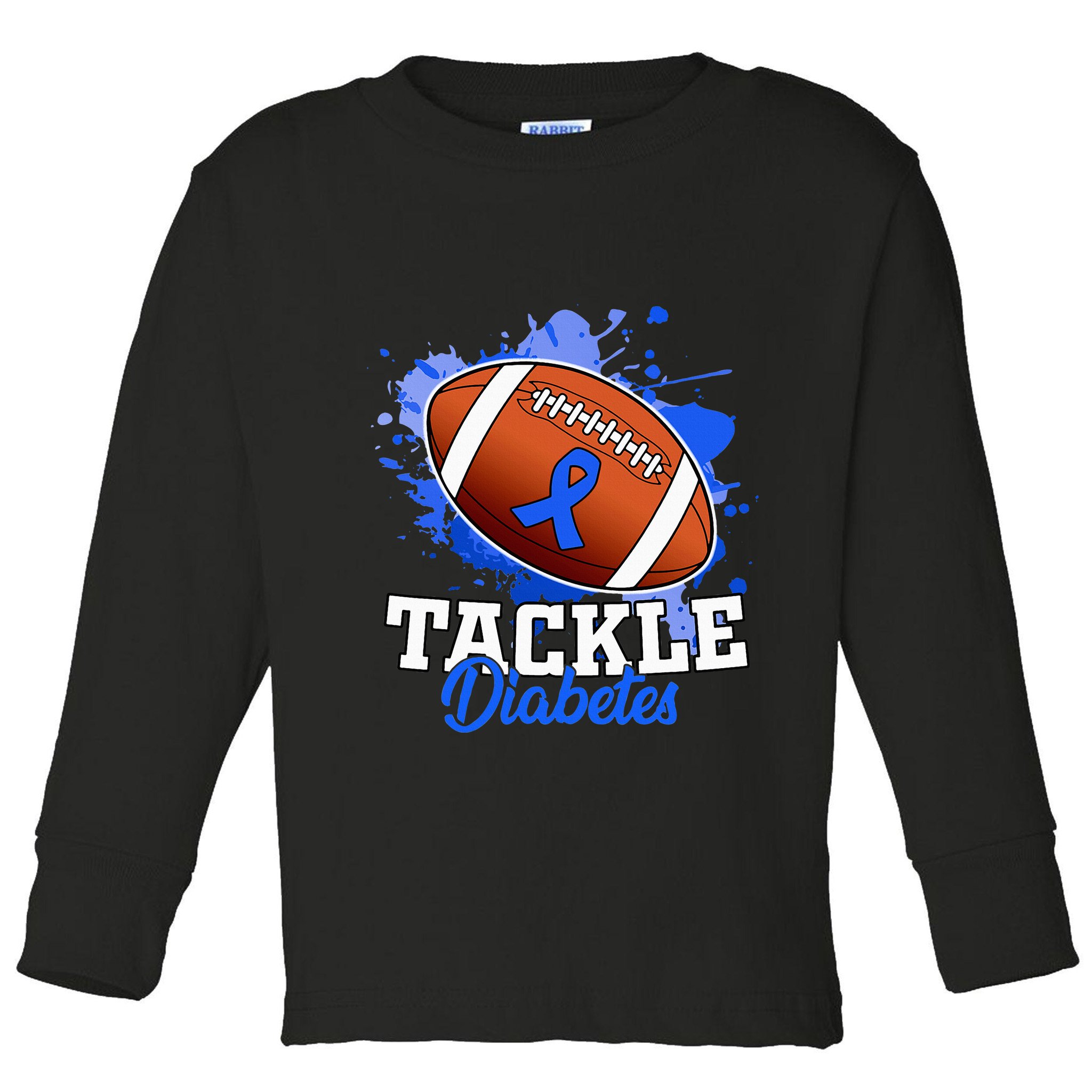 Tackle Diabetic Blue Diabetes Type 1 Awareness Warrior  Toddler Long Sleeve Shirt