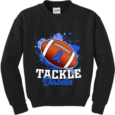 Tackle Diabetic Blue Diabetes Type 1 Awareness Warrior  Kids Sweatshirt