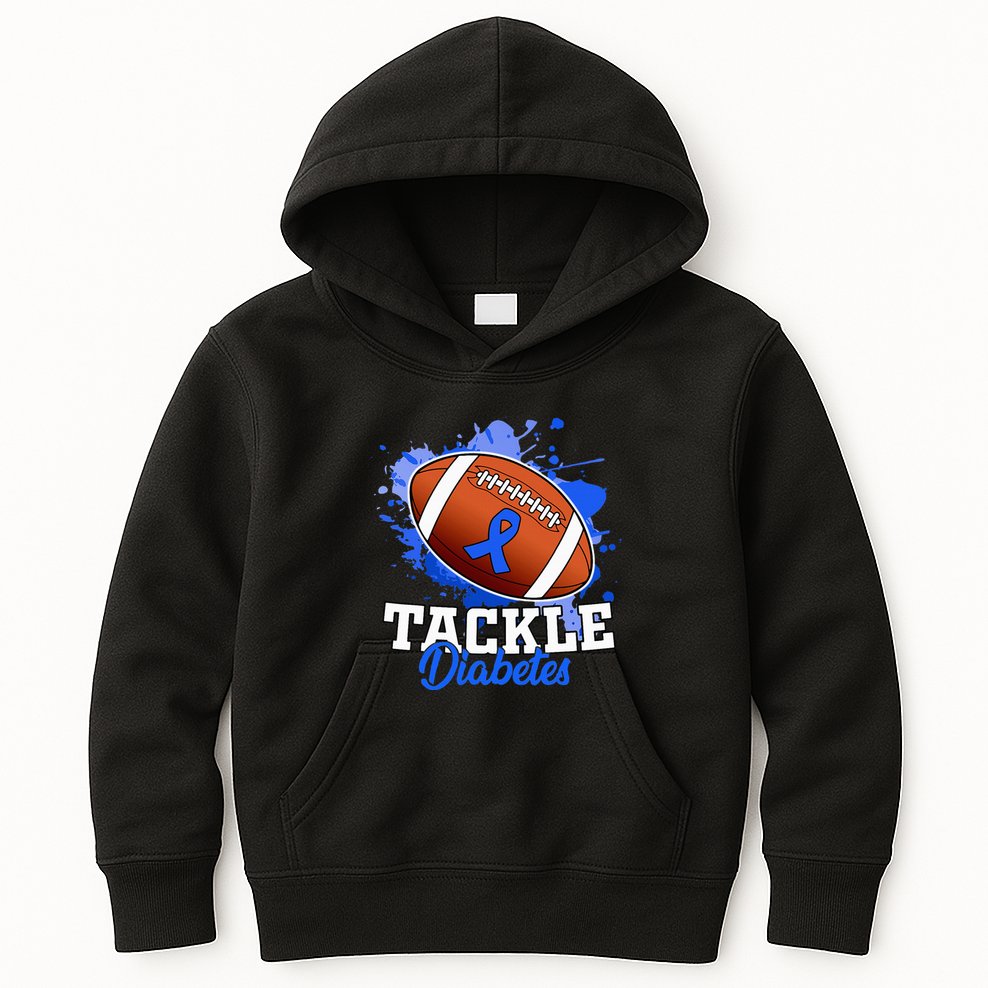 Tackle Diabetic Blue Diabetes Type 1 Awareness Warrior  Kids Hoodie