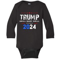 Trump Drill Baby Drill 2024 Baby Long Sleeve Bodysuit