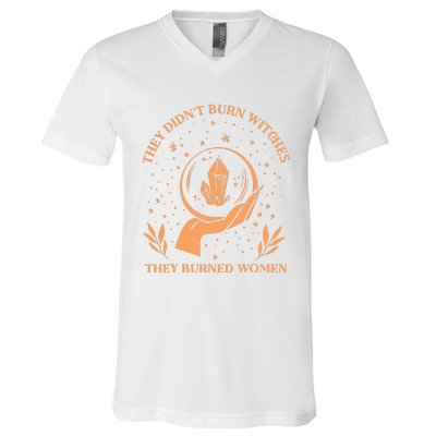 They Didnt Burn Witches They Burned Women Feminist Witch V-Neck T-Shirt