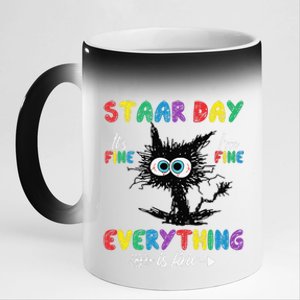 Test Day Black Cat Teacher Student Staar Testing Day 11oz Black Color Changing Mug