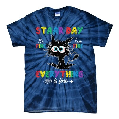 Test Day Black Cat Teacher Student Staar Testing Day Tie-Dye T-Shirt