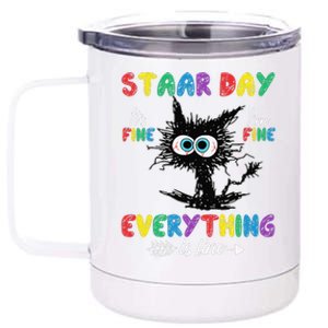 Test Day Black Cat Teacher Student Staar Testing Day 12 oz Stainless Steel Tumbler Cup