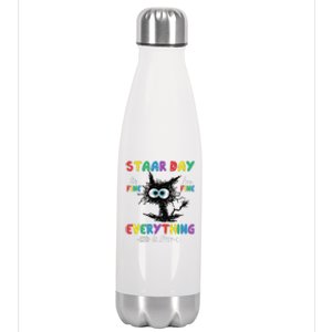 Test Day Black Cat Teacher Student Staar Testing Day Stainless Steel Insulated Water Bottle