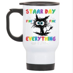 Test Day Black Cat Teacher Student Staar Testing Day Stainless Steel Travel Mug