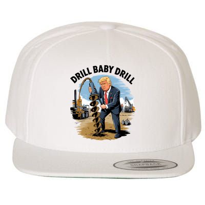 Trump Drill Baby Drill Wool Snapback Cap