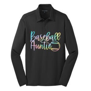 Tie Dye Baseball Auntie Pocket Baseball Auntie Game Day Cute Gift Silk Touch Performance Long Sleeve Polo