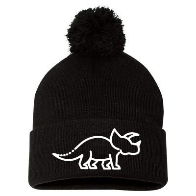 Triceratops Dinosaur Badge Pom Pom 12in Knit Beanie