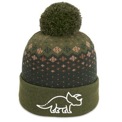 Triceratops Dinosaur Badge The Baniff Cuffed Pom Beanie