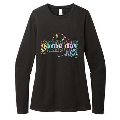 Tie Dye Baseball Game Day Vibes Baseball Team Game Day Great Gift Womens CVC Long Sleeve Shirt