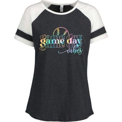 Tie Dye Baseball Game Day Vibes Baseball Team Game Day Great Gift Enza Ladies Jersey Colorblock Tee