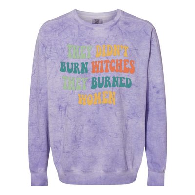 They Didnt Burn Witches They Burned Women Feminist Witch Women Rights Halloween Colorblast Crewneck Sweatshirt