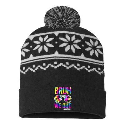 Tie Dye Bruh We Out Teachers Summer Last Day Of School Gift USA-Made Snowflake Beanie