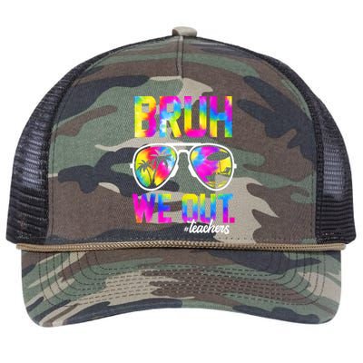 Tie Dye Bruh We Out Teachers Summer Last Day Of School Gift Retro Rope Trucker Hat Cap