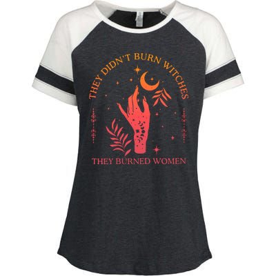 They Didnt Burn Witches They Burned Women Witchy Feminist Enza Ladies Jersey Colorblock Tee