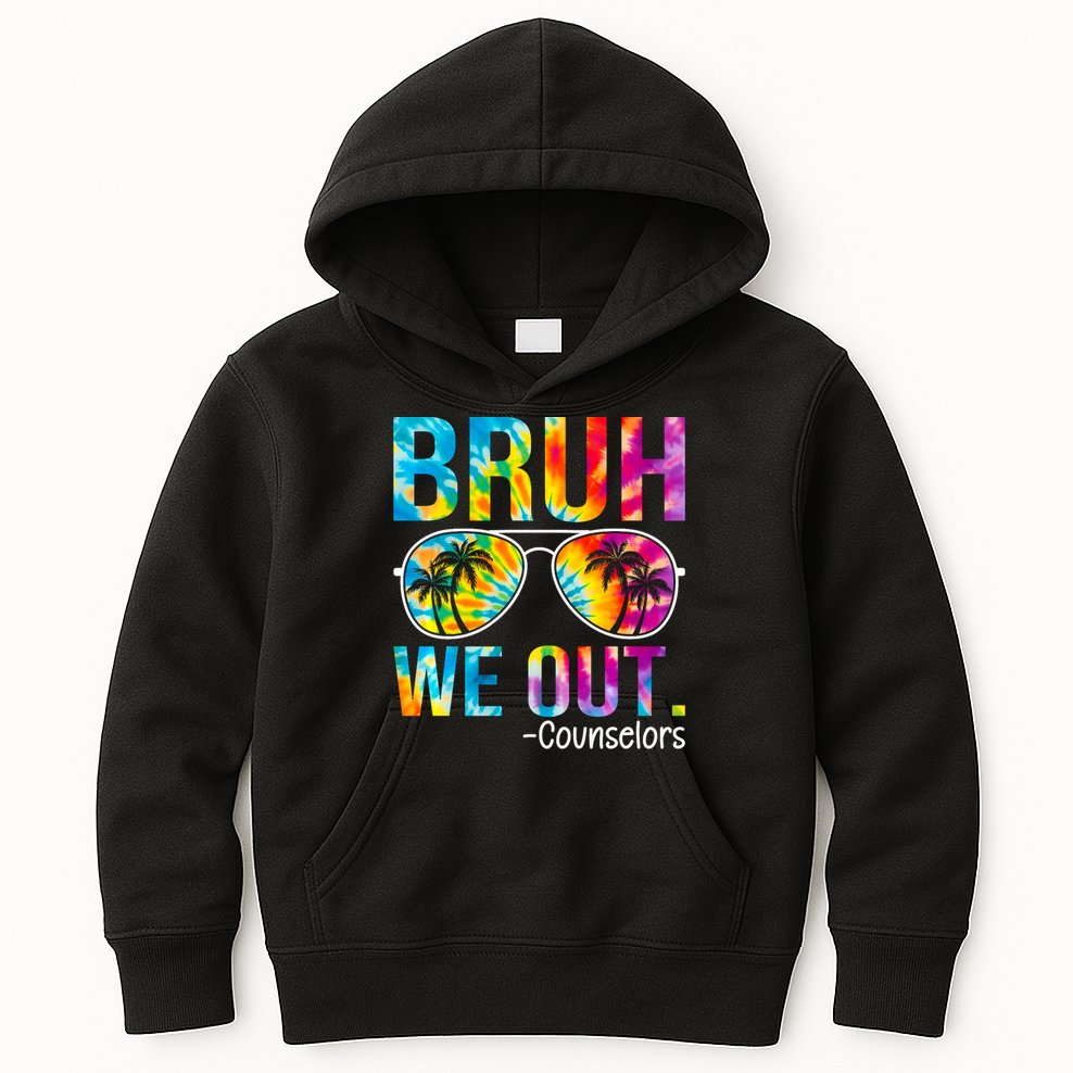 Tie Dye Bruh We Out Counselors Last Day Of School Kids Hoodie