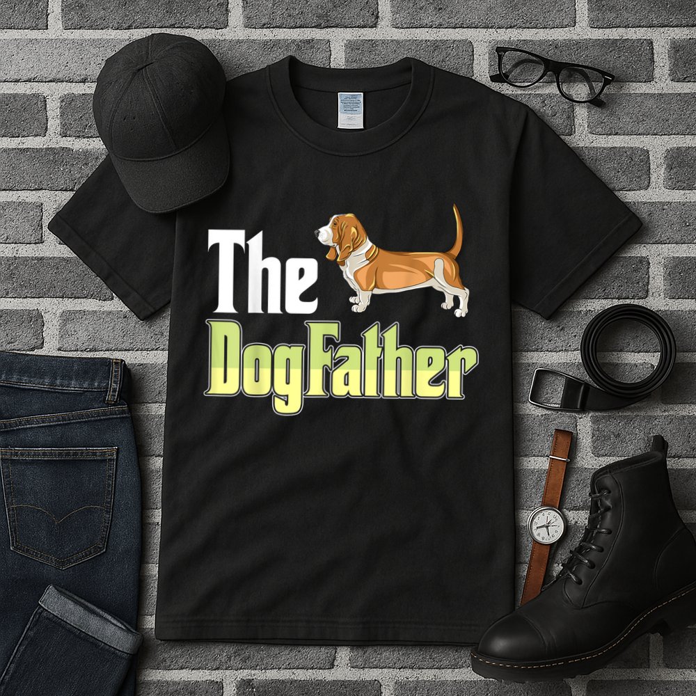 The Dogfather Basset Hound Funny Dog Owner Father’ Day Tall T-Shirt