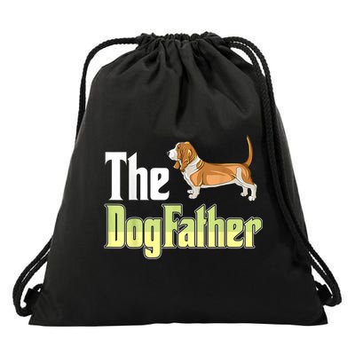 The Dogfather Basset Hound Funny Dog Owner Father’ Day Drawstring Bag