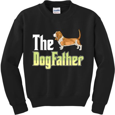 The Dogfather Basset Hound Funny Dog Owner Father’ Day Kids Sweatshirt
