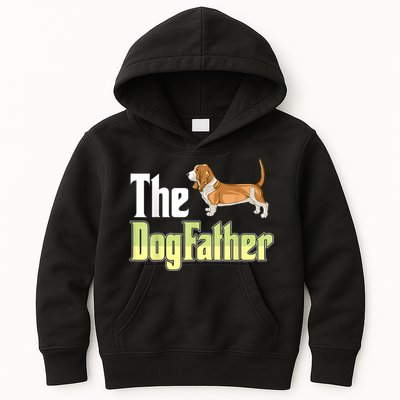 The Dogfather Basset Hound Funny Dog Owner Father’ Day Kids Hoodie
