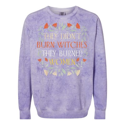 They Didnt Burn Witches They Burned Women Feminist Witch Colorblast Crewneck Sweatshirt