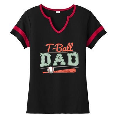 T-Ball Dad Cute Tee-Ball Daddy Tball Game Day Family Match Ladies Halftime Notch Neck Tee