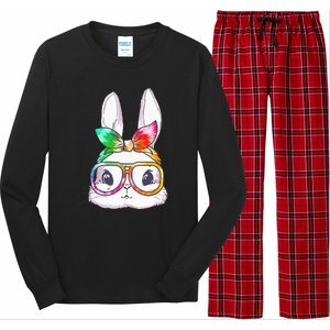 Tie Dye Cute Bunny Rabbit Face Glasses Happy Easter Day Long Sleeve Pajama Set