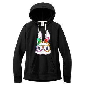 Tie Dye Cute Bunny Rabbit Face Glasses Happy Easter Day Women's Fleece Hoodie