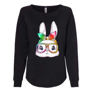 Tie Dye Cute Bunny Rabbit Face Glasses Happy Easter Day Womens California Wash Sweatshirt