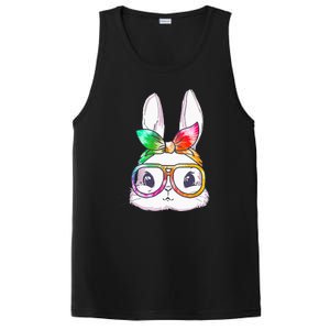 Tie Dye Cute Bunny Rabbit Face Glasses Happy Easter Day PosiCharge Competitor Tank