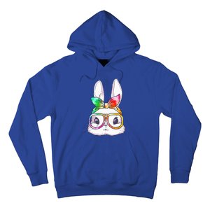 Tie Dye Cute Bunny Rabbit Face Glasses Happy Easter Day Hoodie