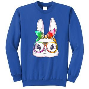 Tie Dye Cute Bunny Rabbit Face Glasses Happy Easter Day Sweatshirt