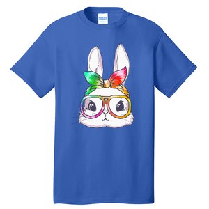 Tie Dye Cute Bunny Rabbit Face Glasses Happy Easter Day Tall T-Shirt