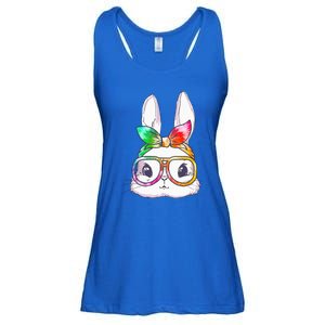 Tie Dye Cute Bunny Rabbit Face Glasses Happy Easter Day Ladies Essential Flowy Tank