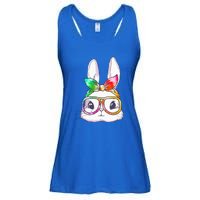 Tie Dye Cute Bunny Rabbit Face Glasses Happy Easter Day Ladies Essential Flowy Tank