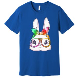 Tie Dye Cute Bunny Rabbit Face Glasses Happy Easter Day Premium T-Shirt