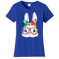 Tie Dye Cute Bunny Rabbit Face Glasses Happy Easter Day Women's T-Shirt