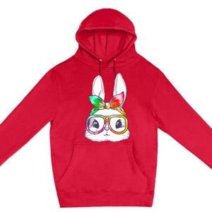 Tie Dye Cute Bunny Rabbit Face Glasses Happy Easter Day Premium Pullover Hoodie